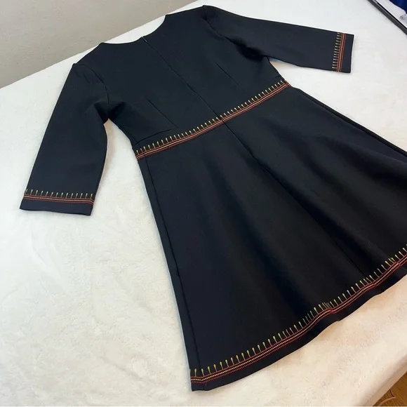 Lai Meng Five Cats Embroidered Floral Folk art Mini Dress Black Size XL NWT - Picture 7 of 14